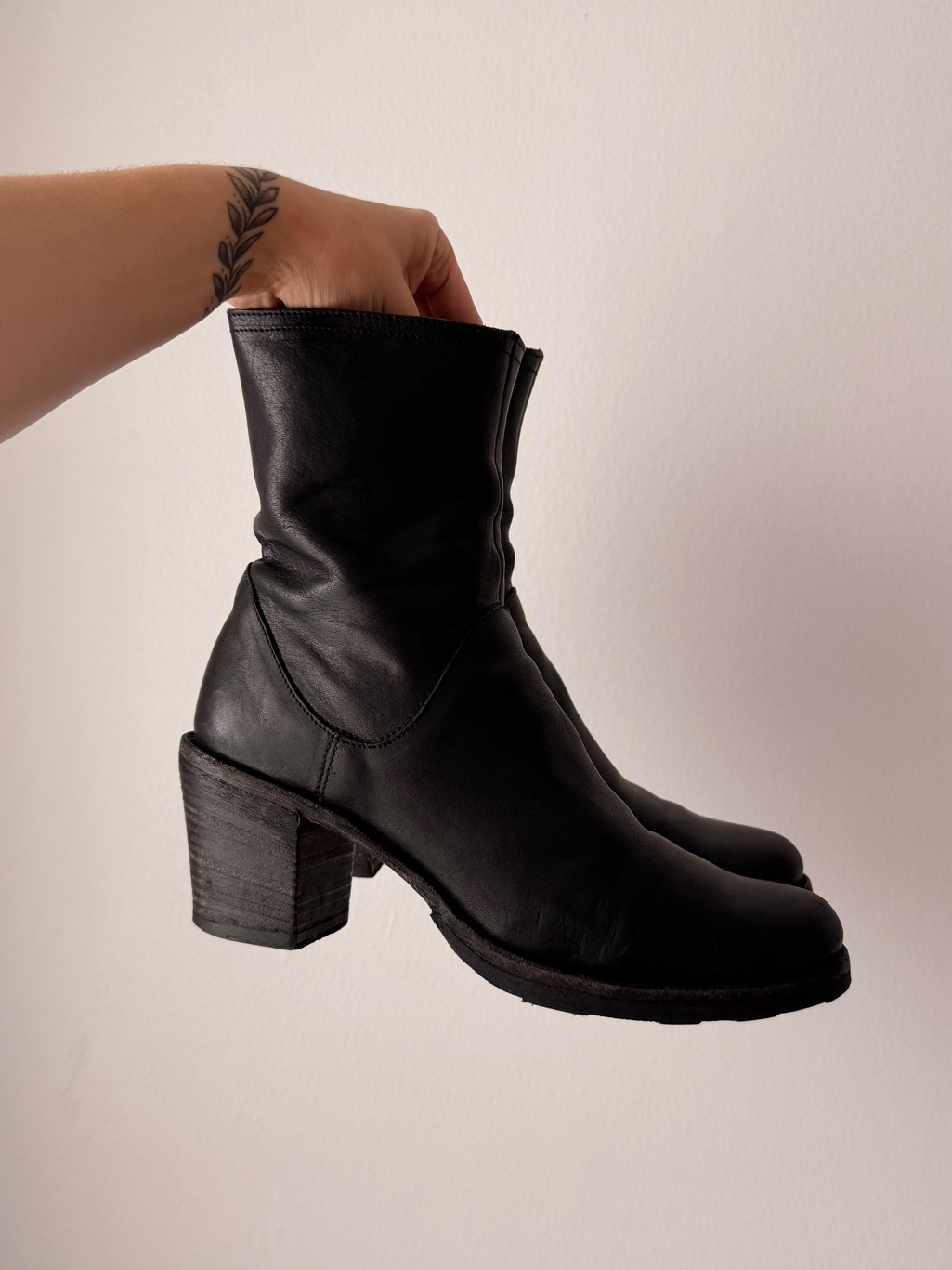 Fiorentini + Baker Black Leather Chunky Block Heel Ankle Boots | Italian Leather